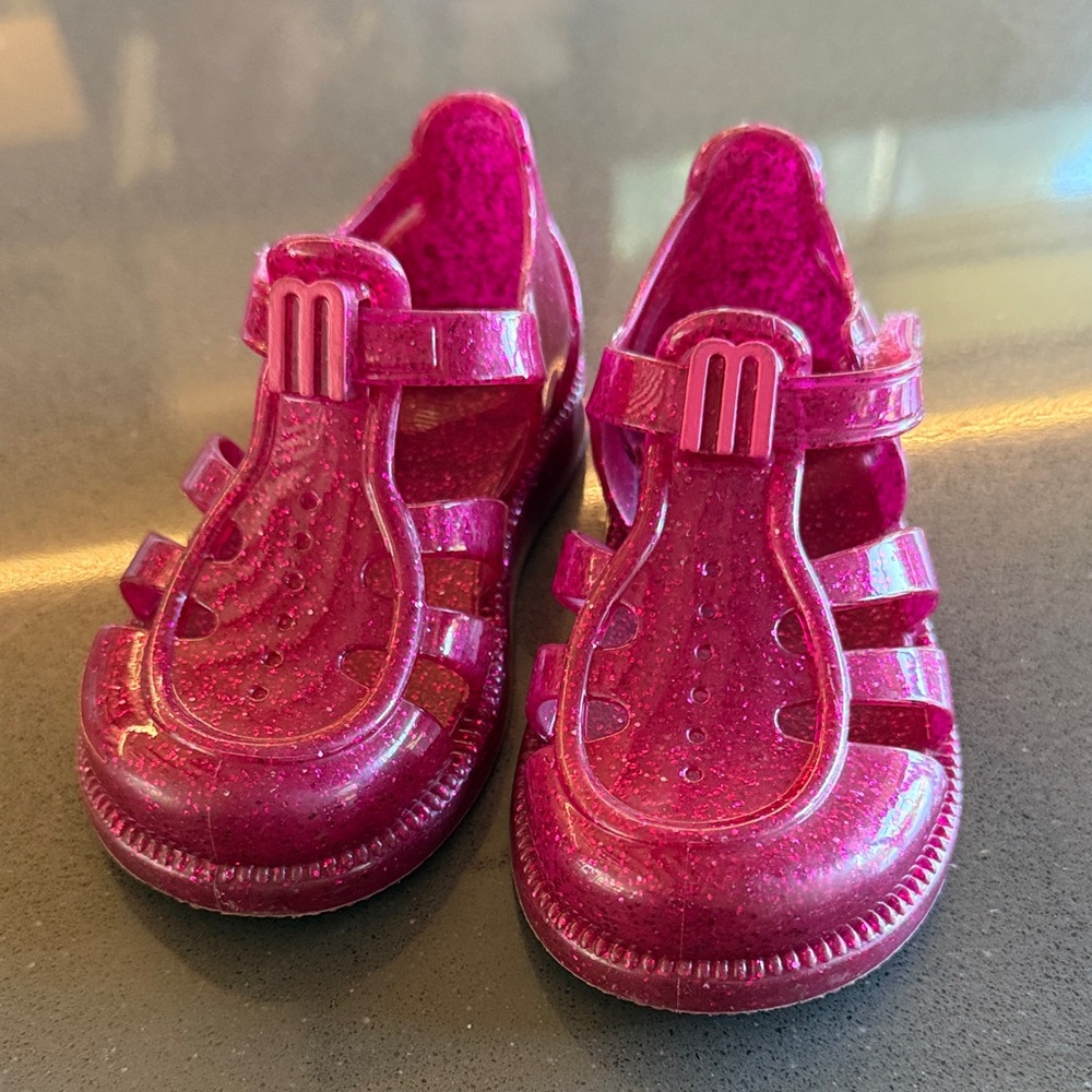 Mini Melissa Kids Size 8 Hip Daydream Glitter Pink Sandals